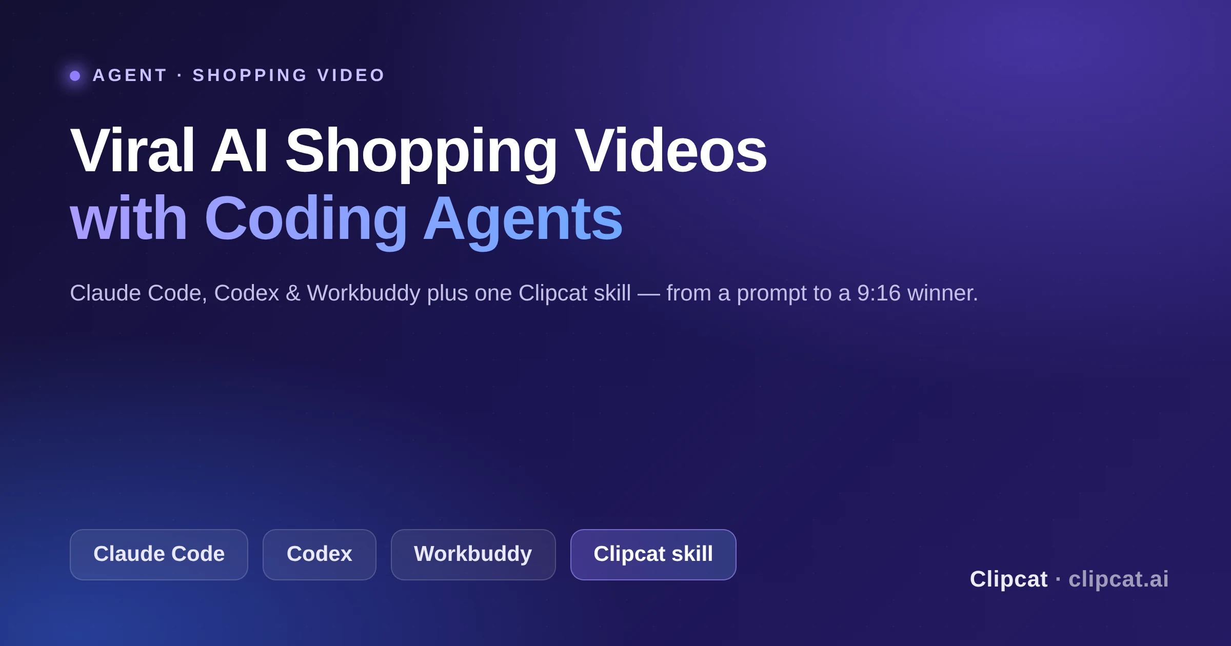 Cover: make viral AI shopping videos with Claude Code, Codex and Workbuddy agents using the Clipcat skill