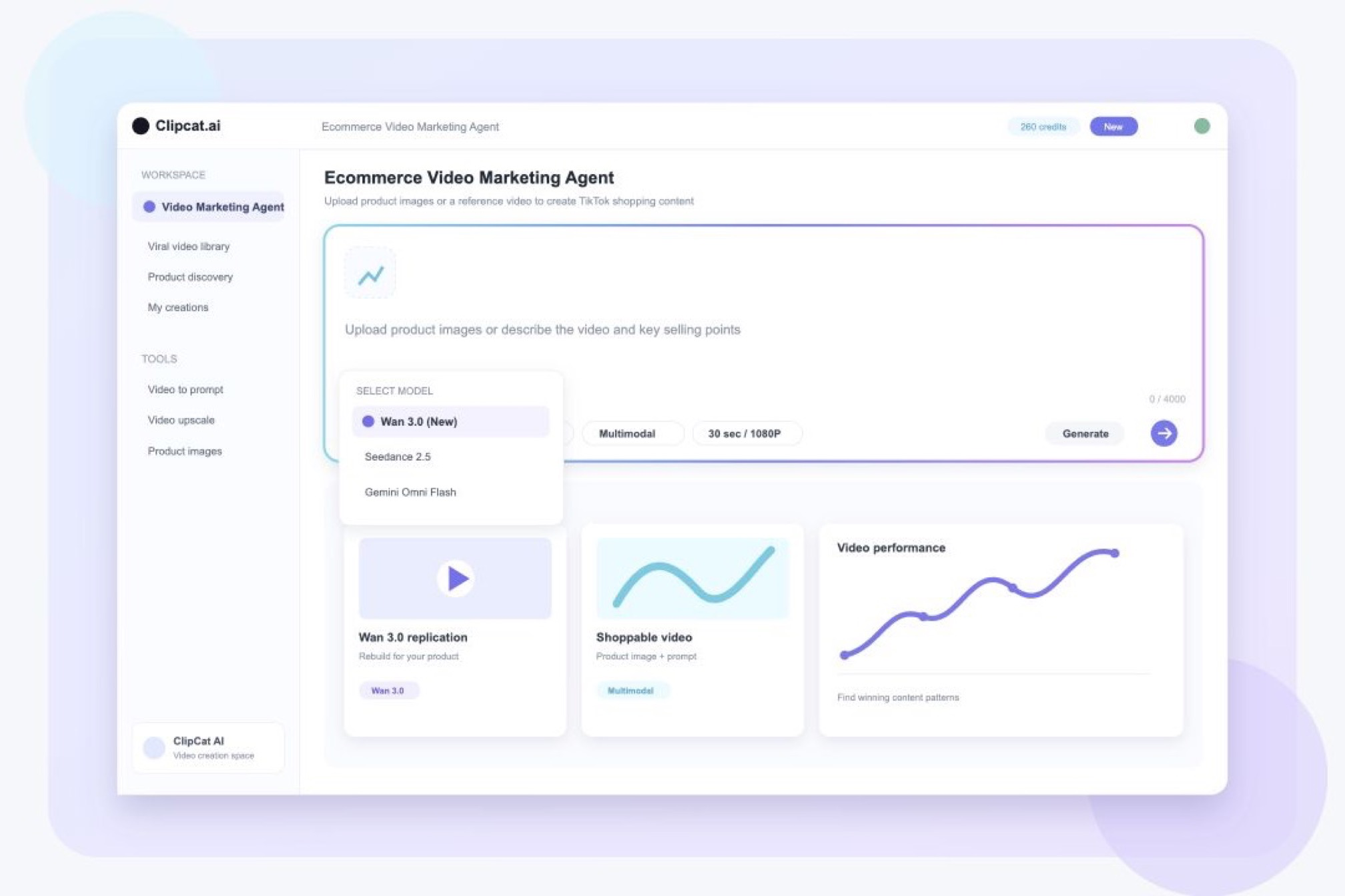 ClipCat AI Ecommerce Video Marketing Agent with Wan 3.0 now available