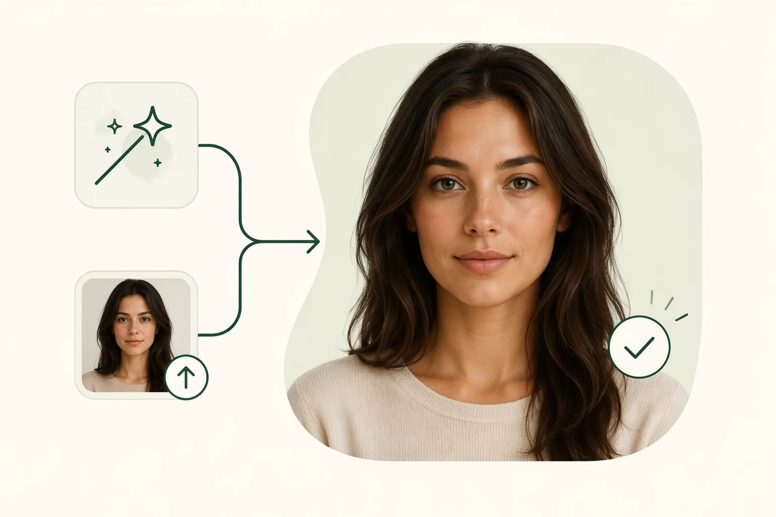 Generate with AI or upload a local photo to create a photorealistic, undetectable digital human avatar