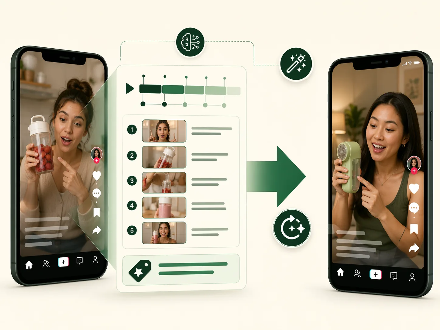 Break down the script pacing and shot structure of a viral video, then regenerate a brand-new original same-style video with your product
