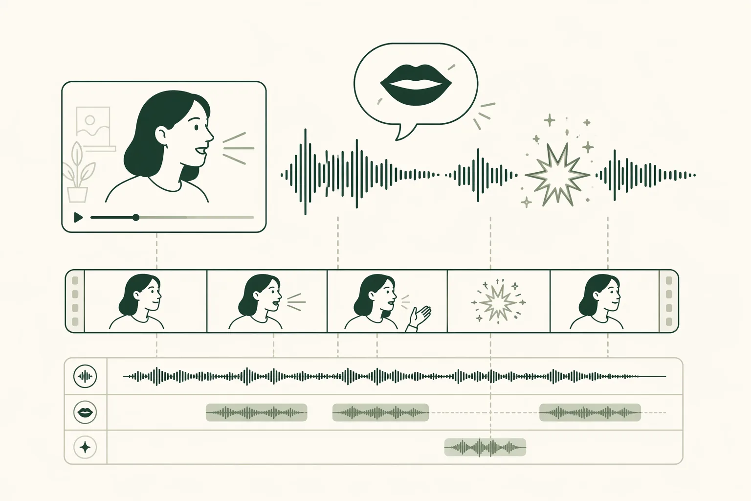 synchronized audio and speech