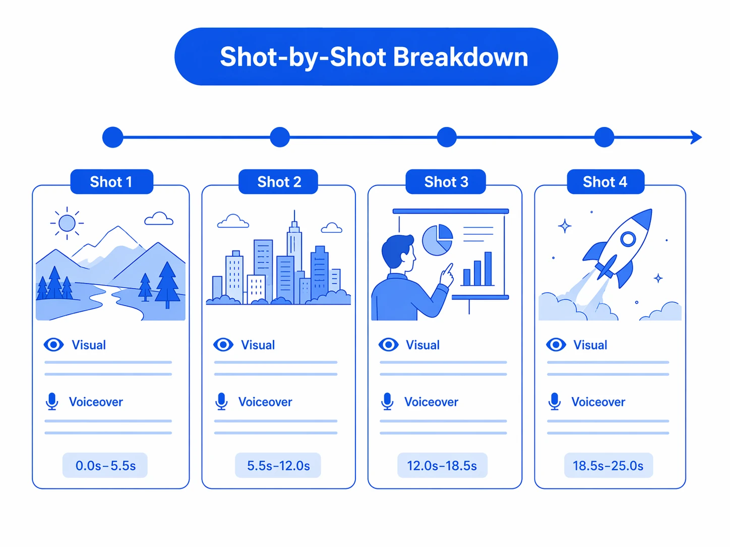 Shot-by-shot scene descriptions
