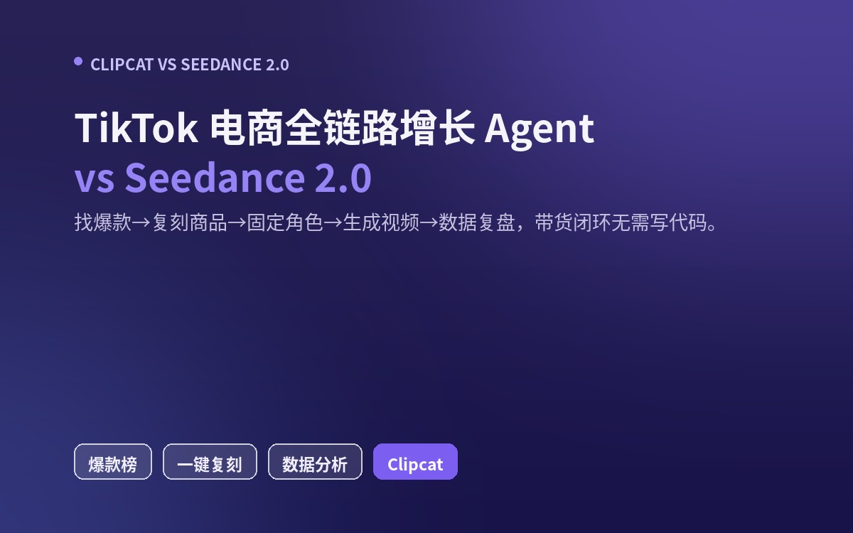 Seedance 2.0 替代：AI带货视频全链路 vs 生成模型