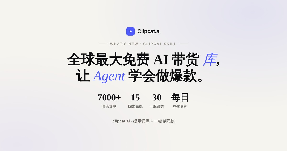 AI带货视频提示词库:7000+爆款提示词一键做同款|Clipcat