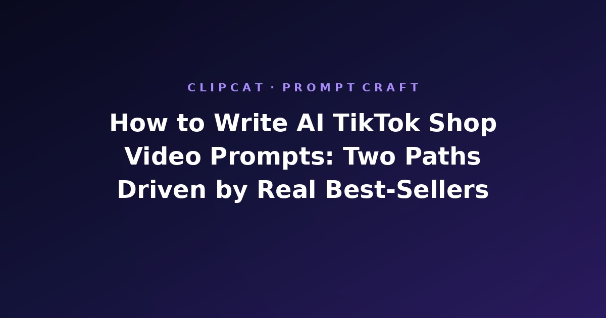 How to Write AI TikTok Shop Video Prompts: Two Paths Driven by Real Best-Sellers (2026)