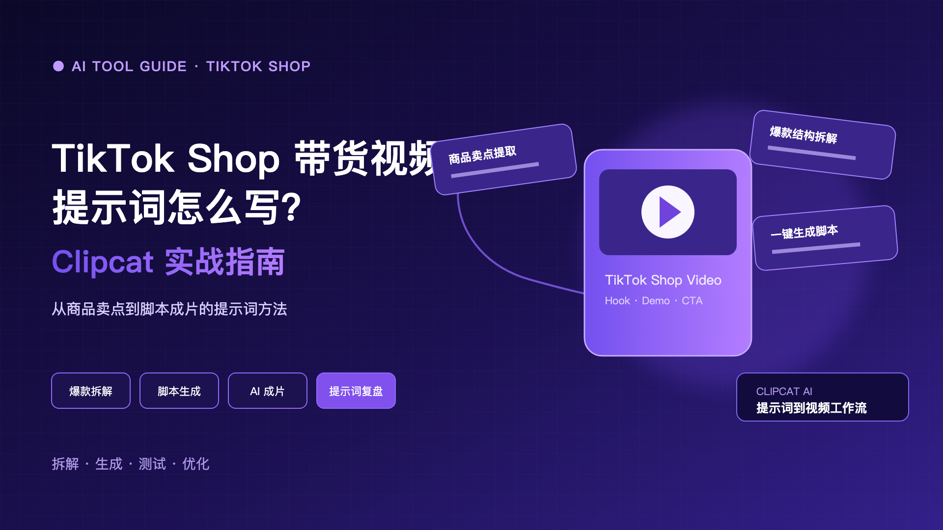 TikTok Shop视频提示词怎么写？Clipcat指南